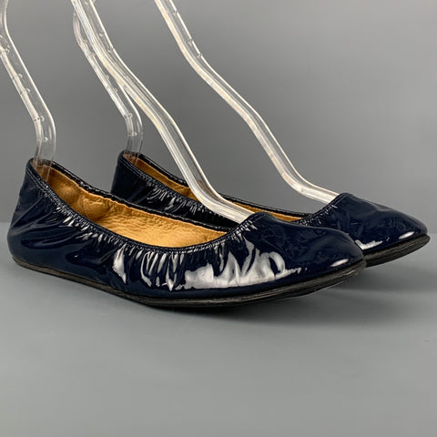 LANVIN Talla 6.5 Bailarinas de charol azul marino