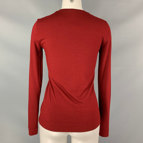AKRIS Punto Size 6 Burgundy Modal Blend Solid Long Sleeve T-Shirt