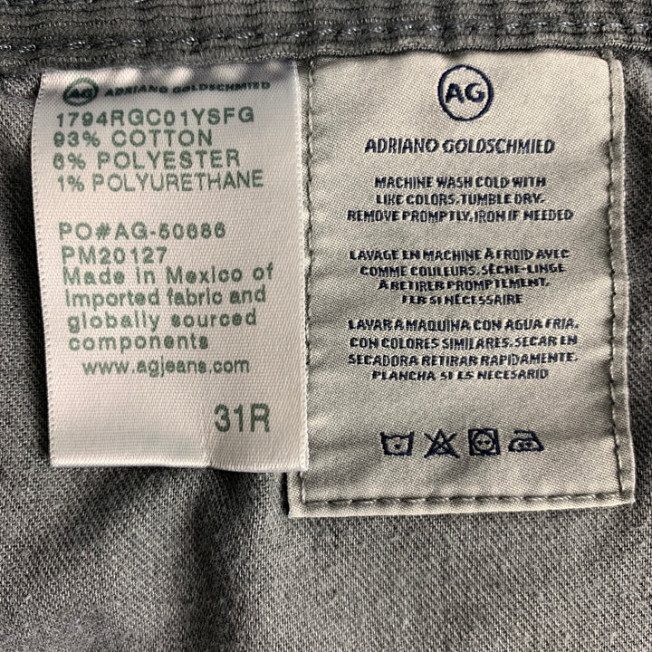 ADRIANO GOLDSCHMIED Size 31 Grey Corduroy & Cotton Blend Casual Pants
