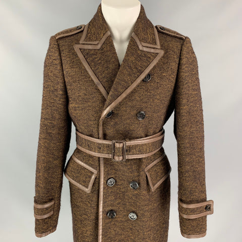 BURBERRY PRORSUM Fall 2011 Size 40 Brown Textured Virgin Wool / Alpaca Trench Coat