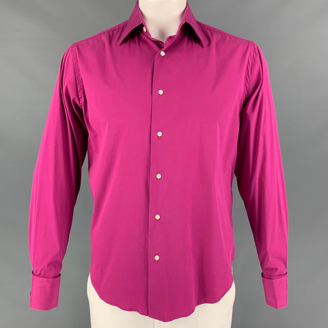 VALENTINO Size 16 Fuchsia Cotton Blend French Cuff Blouse