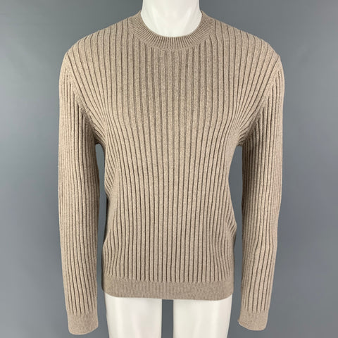 A.P.C. Size M Taupe Ribbed Wool Blend Crew-Neck Pullover