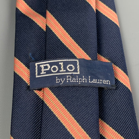 POLO by RALPH LAUREN Navy Sorbet Diagonal Stripe Silk Twill Tie
