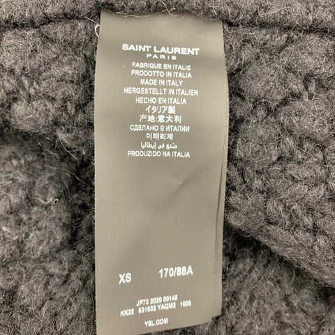 SAINT LAURENT Size XS Black Knit Wool Mohair Hooded Cardigan