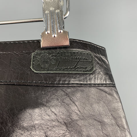 DIESEL Size 30 Black Leather Zip Fly Snap Biker Jeans