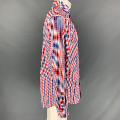 VINEYARD VINES Taille M Chemise à manches longues en coton à carreaux rouge, blanc et bleu