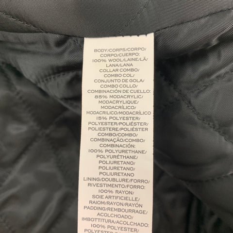 MARC JACOBS Size L Charcoal Wool Faux Fur Lapel Car Coat Coat