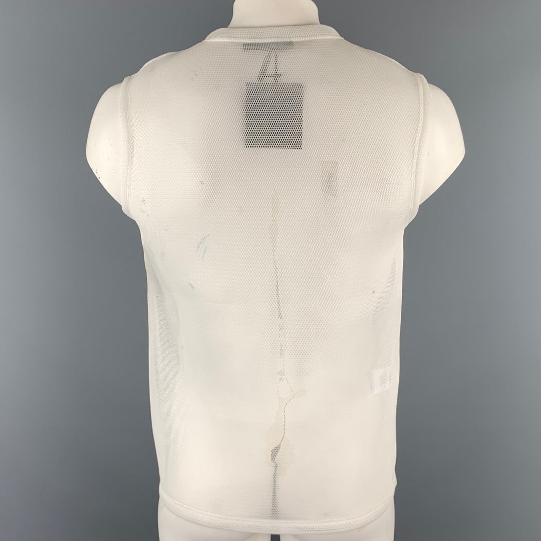 CALVIN KLEIN COLLECTION Taille M T-shirt sans manches à col rond en polyester maille blanche