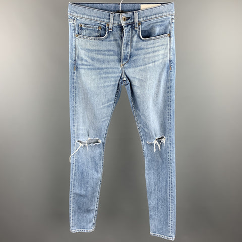 RAG & BONE Size 29 Indigo Washed Cotton / Polyurethane Button Fly Jeans