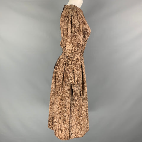 DOLCE &amp; GABBANA Taille M Robe à manches longues marbrée en laine beige marron