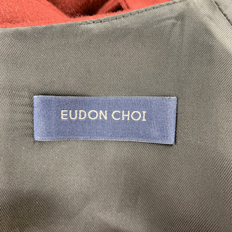 EUDON CHOI Size 4 Burgundy Virgin Wool Tie Pullover