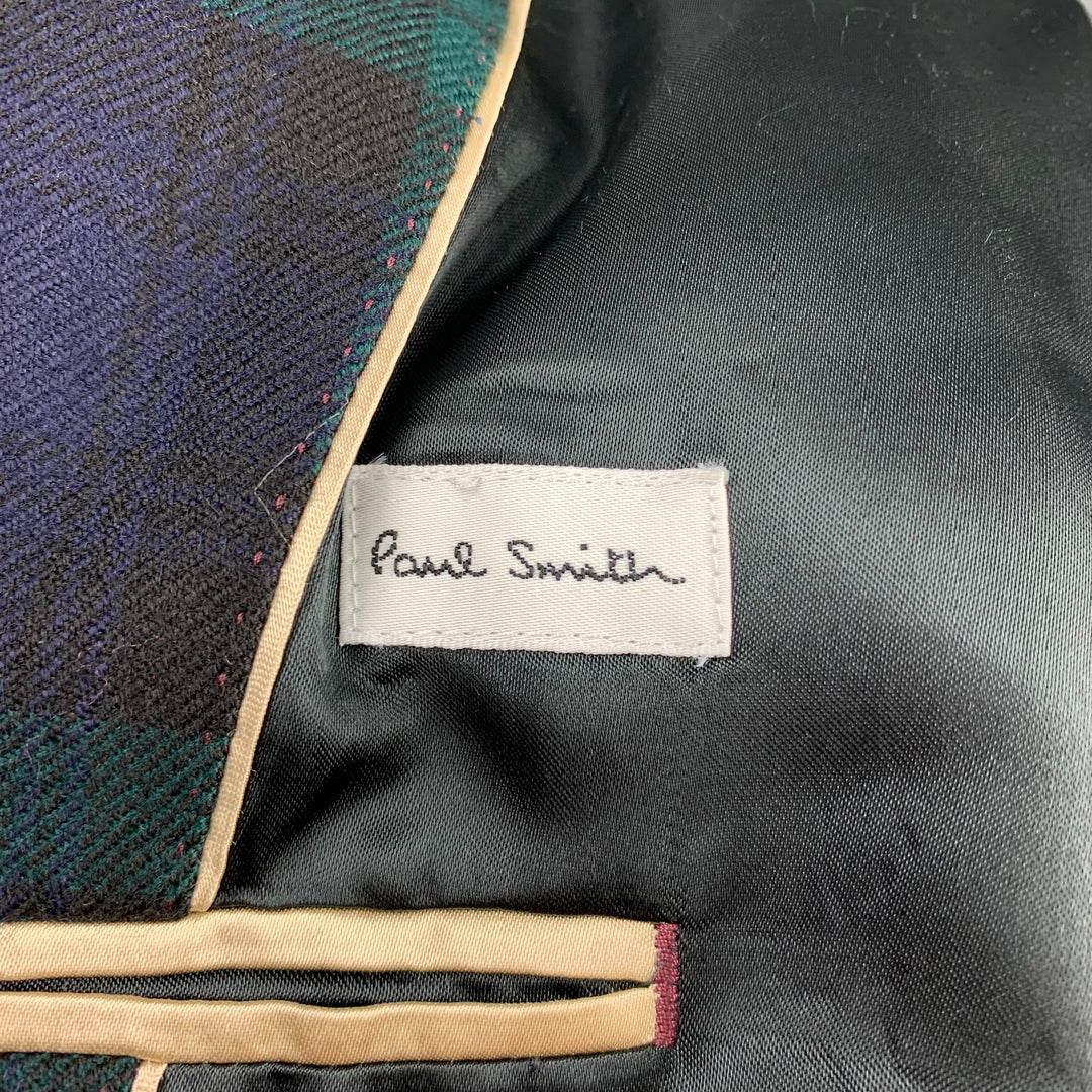 PAUL SMITH Chaqueta con solapa de muesca de lana a cuadros Blackwatch talla S