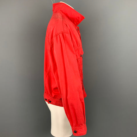 Vintage VERSACE JEANS COUTURE Size XXL Red Cotton Trucker Jacket