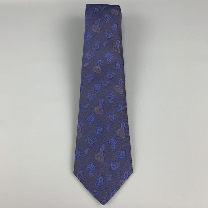 KITON Navy Paisley Silk Tie