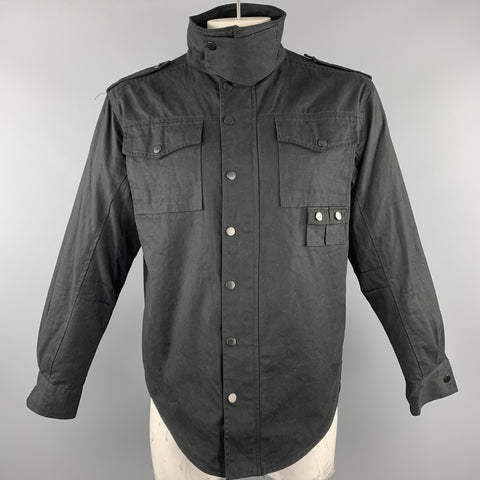 FAZE APPAREL Size M Black Cotton Zip & Buttons Jacket