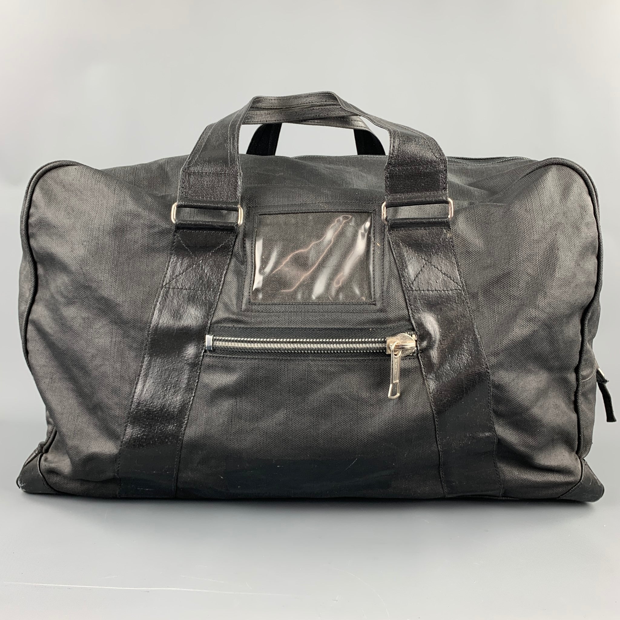 DRIES VAN NOTEN Black Coated Canvas Rectangle Duffle Bag – Sui
