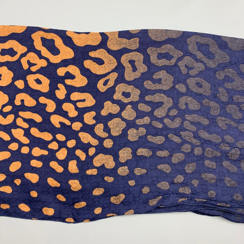 GUCCI Écharpe en mélange de viscose à logo imprimé animal bleu marine et beige