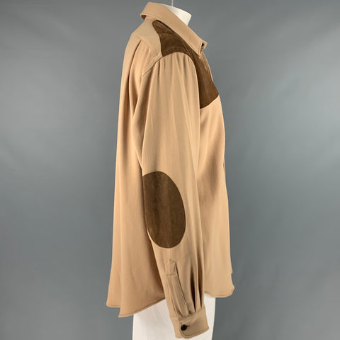POLO by RALPH LAUREN Size XL Beige Brown Wool Suede Long Sleeve Shirt