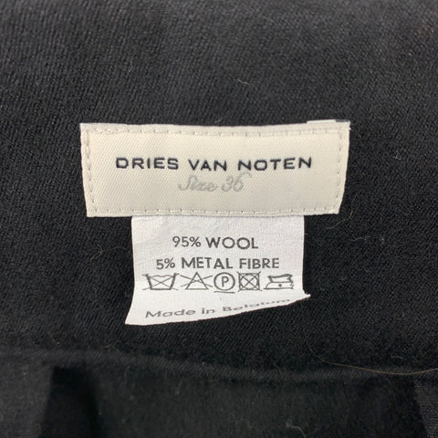DRIES VAN NOTEN Size 4 Black Sequined Wool Blend Pleated Skirt