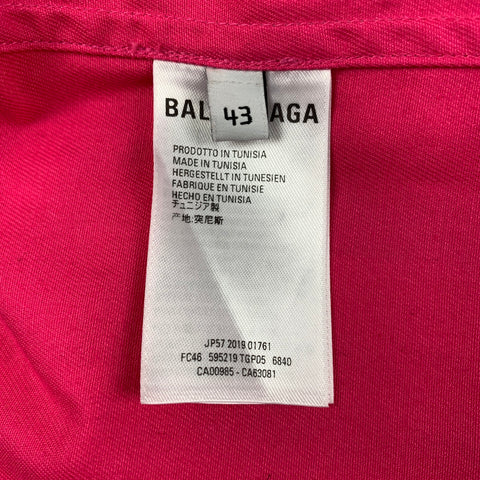 BALENCIAGA Size L Pink Cotton Oversized Long Sleeve Shirt