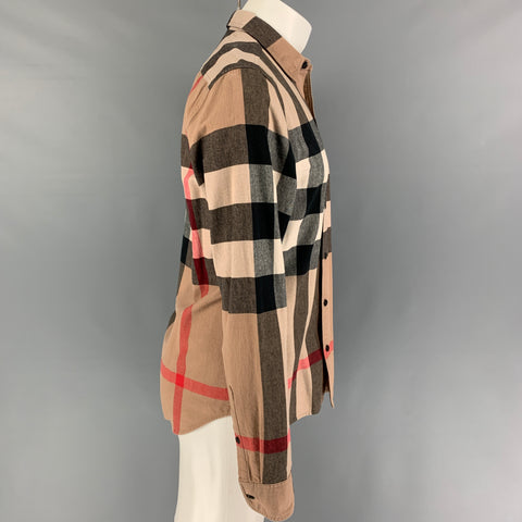 BURBERRY BRIT Size M Black Beige Plaid Cotton Long Sleeve Shirt