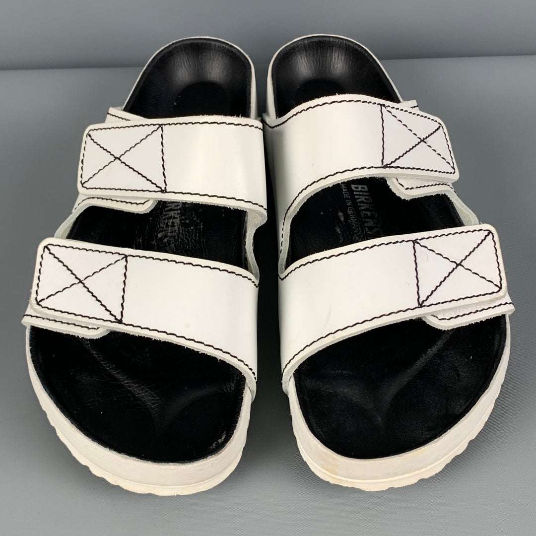 BIRKENSTOCK x PROENZA SCHOULER Size 9 White Contrast Stitch Leather Velcro Closure Sandals