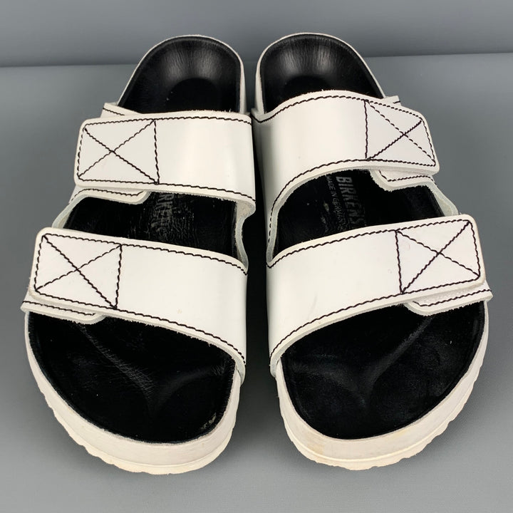 BIRKENSTOCK x PROENZA SCHOULER Size 9 White Contrast Stitch Leather Velcro Closure Sandals
