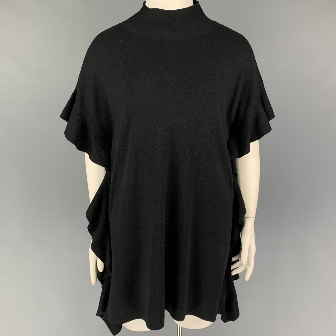 ELIE TAHARI Size M/L Black Merino Wool Ruffled Sleeveless Dress