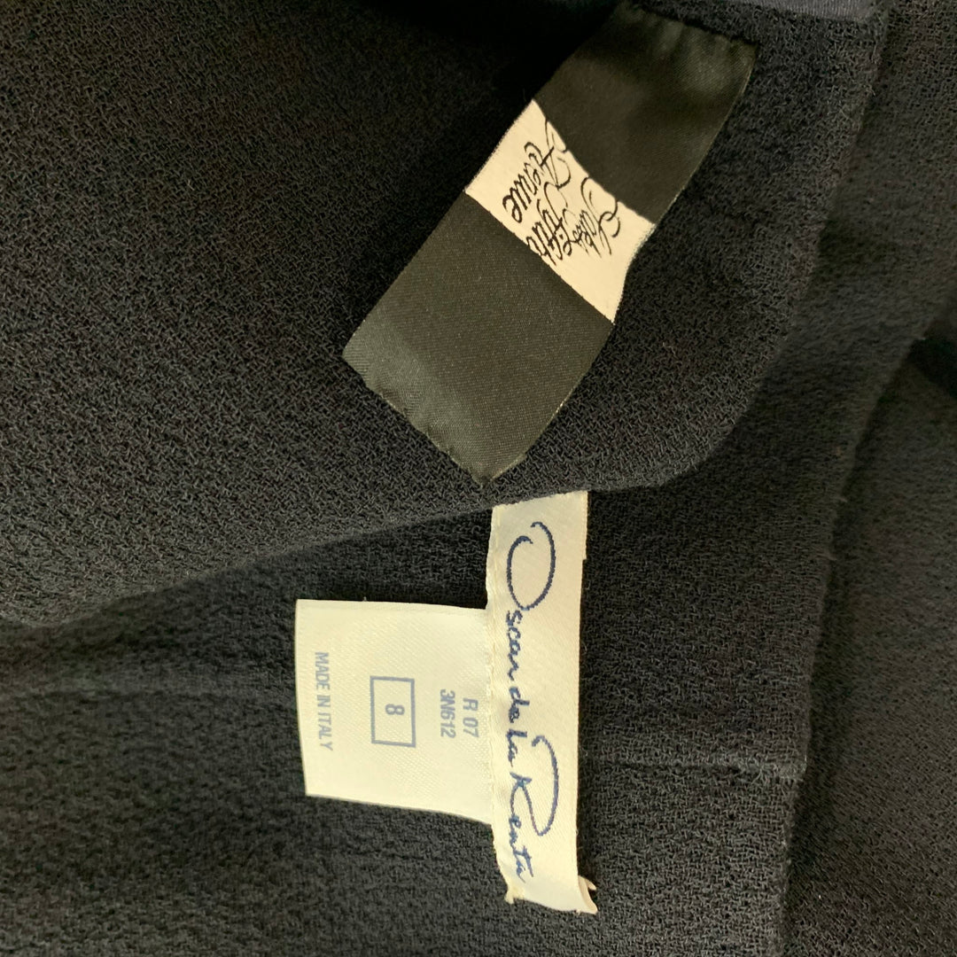 OSCAR DE LA RENTA Vestido sin mangas de lana azul marino talla 8