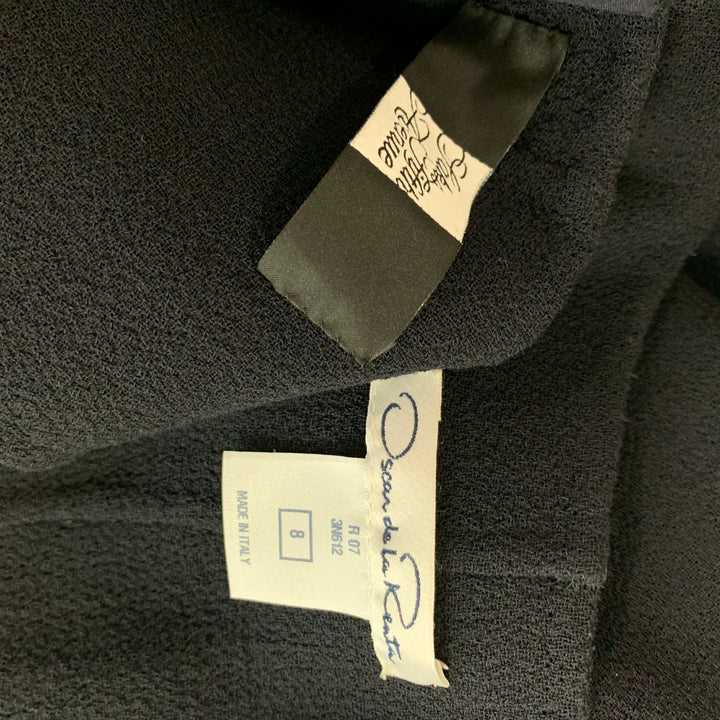 OSCAR DE LA RENTA Vestido sin mangas de lana azul marino talla 8
