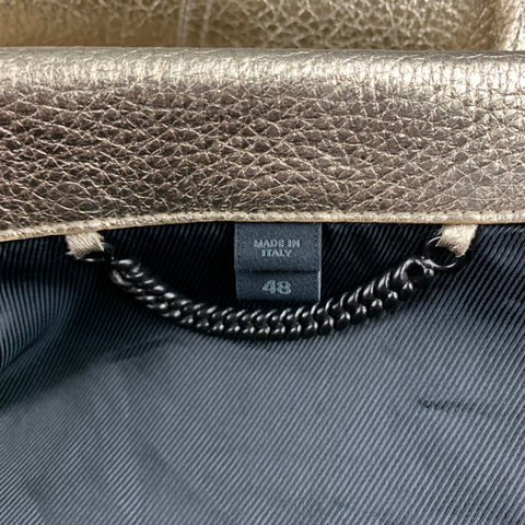 BURBERRY PRORSUM S/S 13 Size 38 Gold Metallic Leather Trucker Jacket