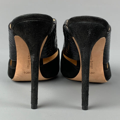 ALEXANDRE BIRMAN Size 8.5 Black Suede Embossed Patent Leather Cutout Boots