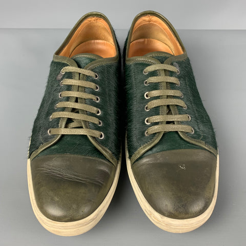 DONHALL & BELL Size 8 Green Leather Low Top Sneakers