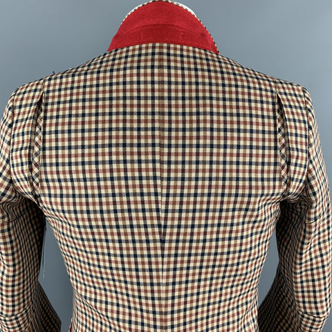 JUNYA WATANABE Taille L Manteau de sport à revers cranté en laine à carreaux beige