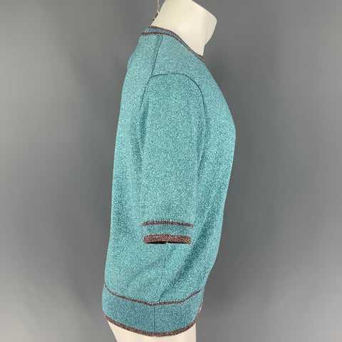 MARC JACOBS Size M Blue Metallic Viscose Blend Crew-Neck Pullover