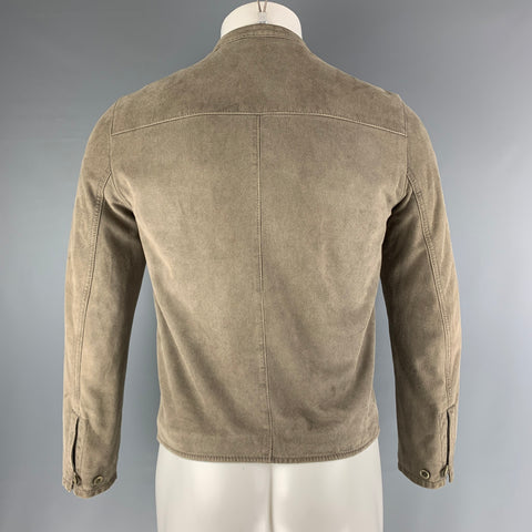 JOHN VARVATOS Chest Size S Size S Green Olive Pinstripe Suede Zip Up Jacket