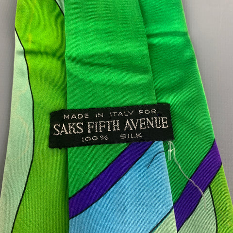 EMILIO PUCCI Cravate en soie imprimée vert violet