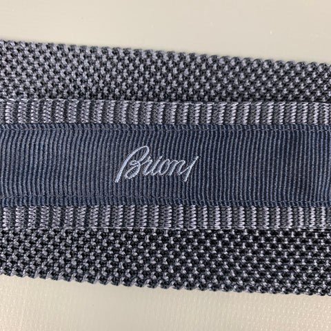BRIONI Navy Knitted Silk Tie