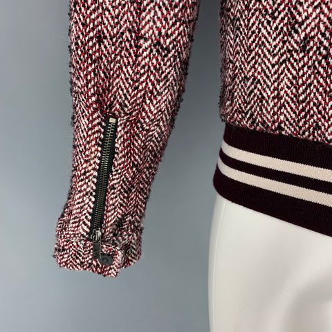 SCOTCH AND SODA Size M Burgundy Black White Herringbone Wool / Polyester Jacket