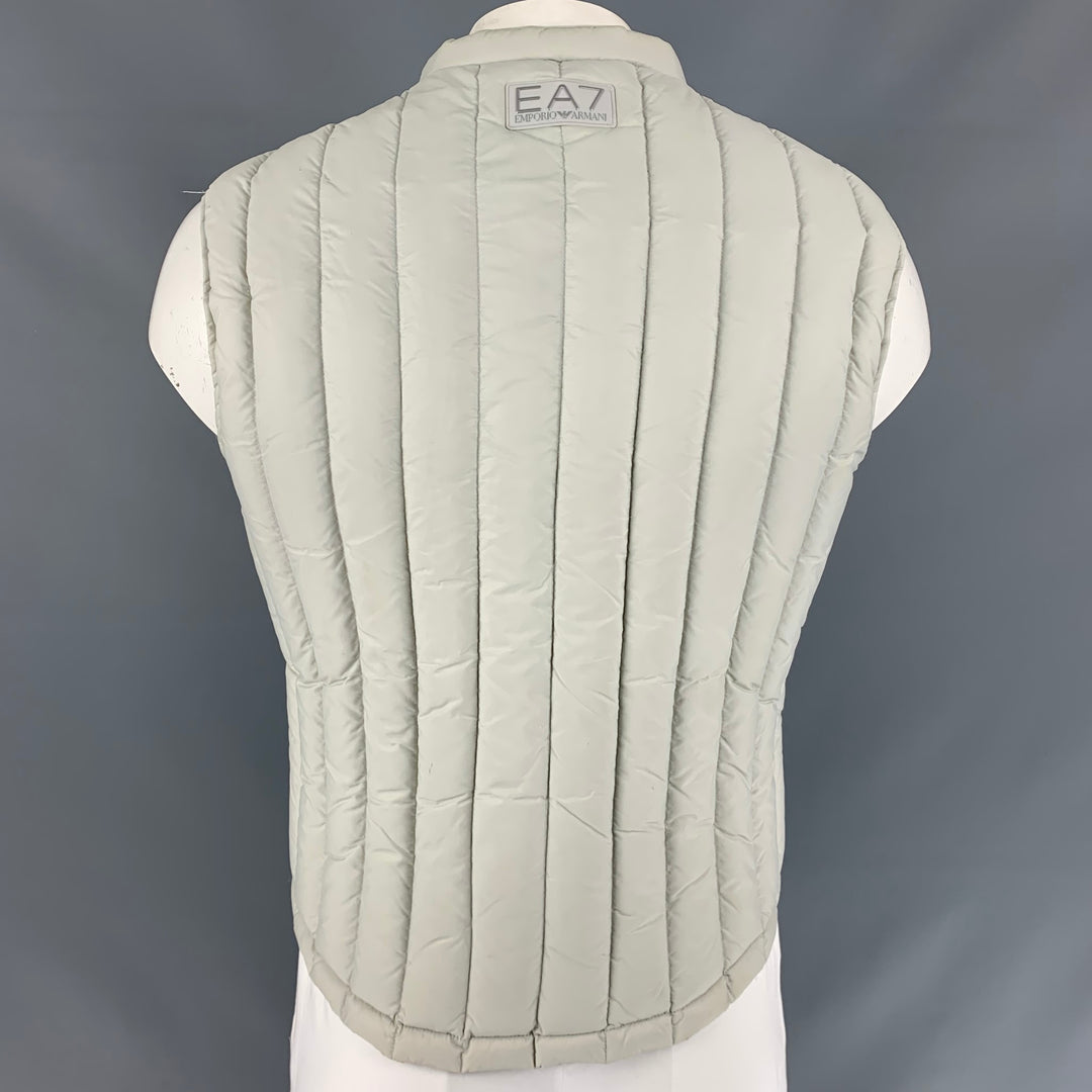 EMPORIO ARMANI Chest Size L Size L Light Gray Quilted Nylon Zip Up Vest