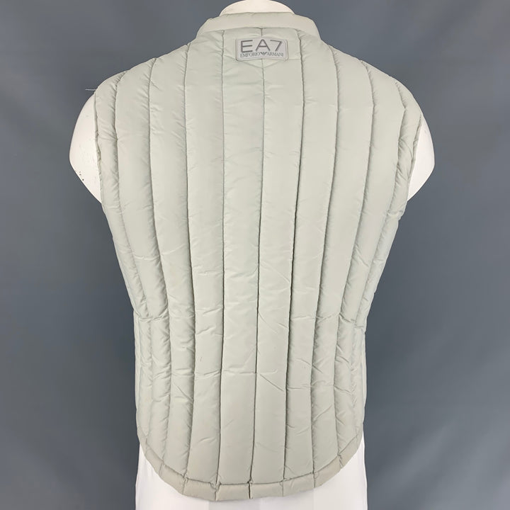 EMPORIO ARMANI Chest Size L Size L Light Gray Quilted Nylon Zip Up Vest