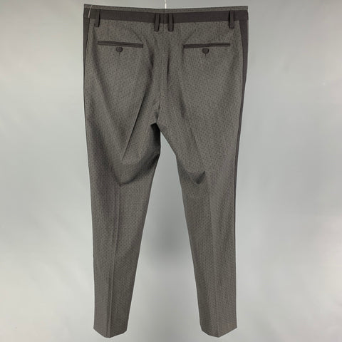DOLCE & GABBANA Size 36 Gray Dots Wool Tuxedo Dress Pants