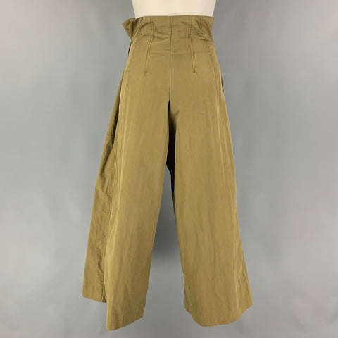 REJINA PYO Size 6 Green Olive Cotton Nylon Belted Casual Pants
