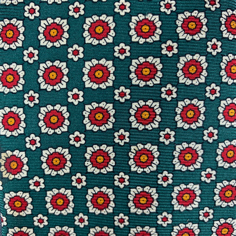 BROOKS BROTHERS Corbata de seda floral abstracta verde y roja
