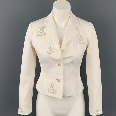 Collection RALPH LAUREN Taille 4 Blazer veste en coton blanc