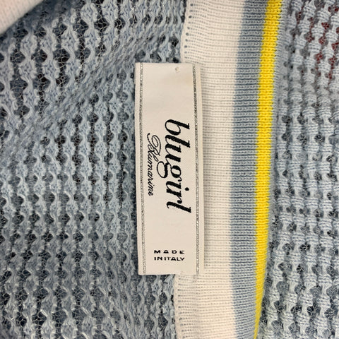 BLUMARINE Size 2 Light Blue & White Textured Polo Shirt