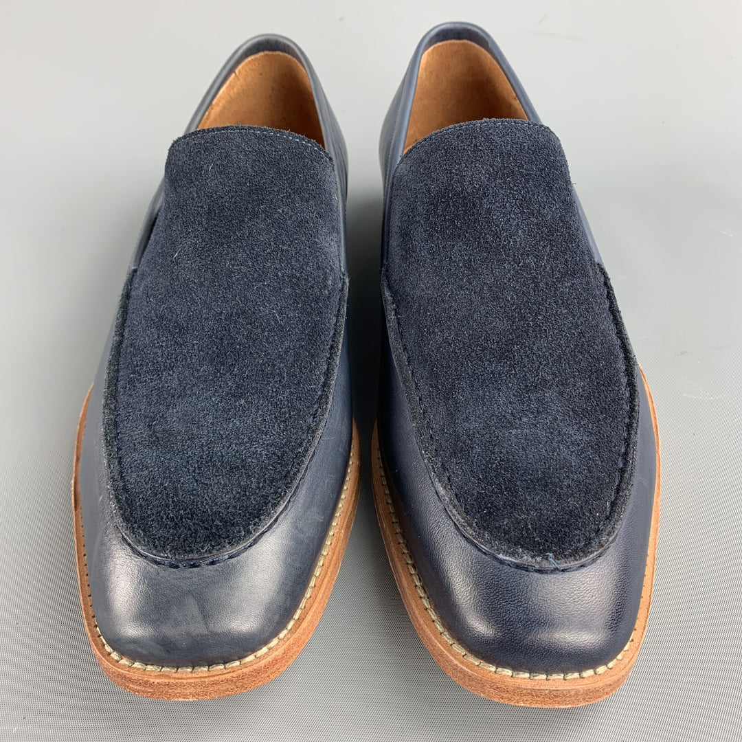 MILLBURN CO. Size 7 Navy Mixed Materials Leather Slip On Loafers