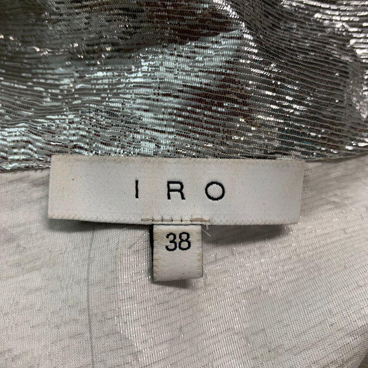 IRO Size 2 Silver Silk Blend Metallic One Shoulder Dress Top