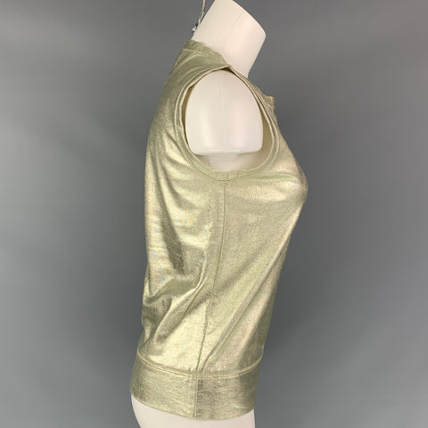 GIAMBATTISTA VALLI Size XS Gold Cotton Metallic Tank Casual Top