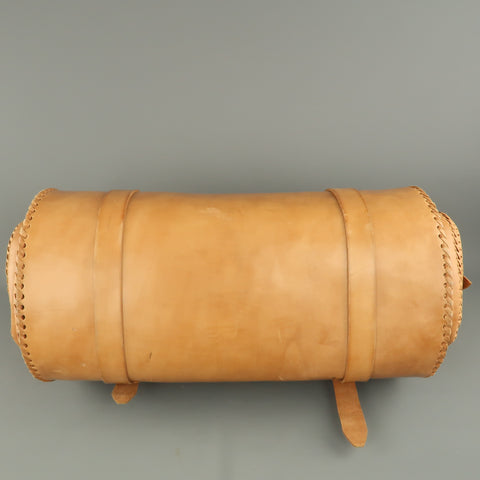 EUROPEAN NATURAL LEATHER BAGS Tan Leather Duffle Woven Trim Duffle Bag